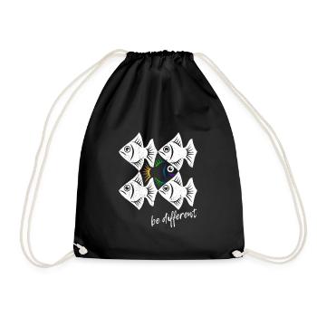 Be different - Pisces - swimming against the tide - Drawstring Bag - black - Front