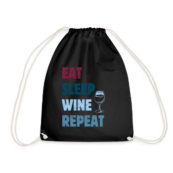 Eat Sleep Wine Repeat - Wine Saying - Drawstring Bag - black - Front