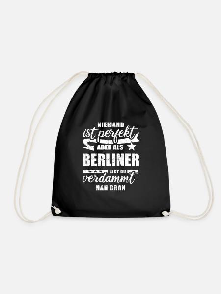 Niemand ist perfekt - Berliner - Spruch - Turnbeutel - Schwarz