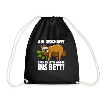 Faultier - Abitur geschafft wieder ins Bett? - Turnbeutel - Schwarz - Vorne