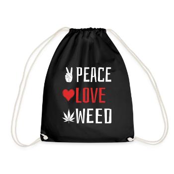 Peace Love Weed - Heart - Drawstring Bag - black - Front