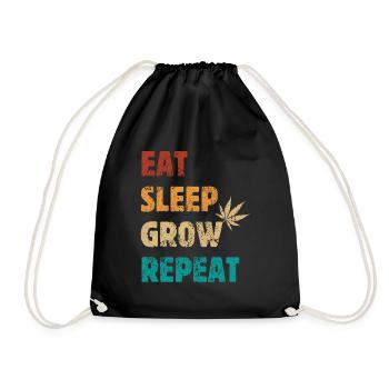 Eat Sleep Grow Repeat - Cannabis Spruch - Turnbeutel - Schwarz - Vorne