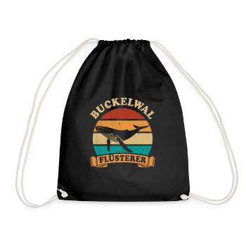 Wal - Buckelwal - Flüsterer - Geschenk - Turnbeutel - Schwarz - Vorne