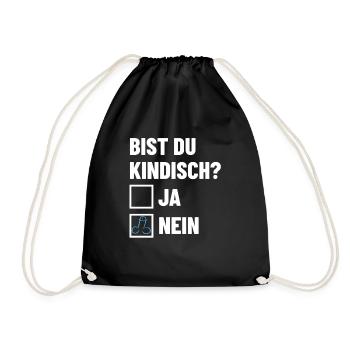 Bist du kindisch? Ankreuzen - Pimmel - Turnbeutel - Schwarz - Vorne