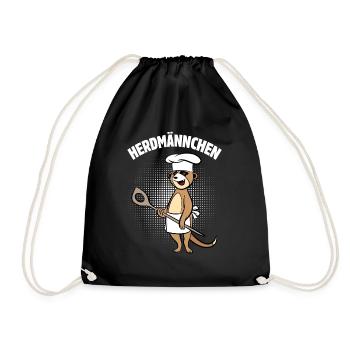 Herdmännchen - Erdmännchen mit Kochlöffel - Turnbeutel - Schwarz - Vorne