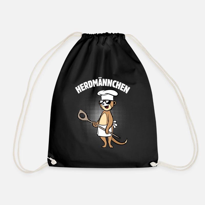 Herdmännchen - Erdmännchen mit Kochlöffel - Turnbeutel - Schwarz