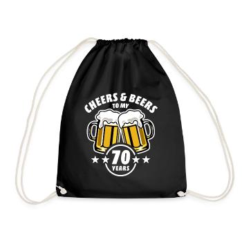 Cheers & Beers to my 70 years - 70th birthday - Drawstring Bag - black - Front
