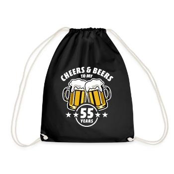 Cheers & Beers to my 55 years - 55th birthday - Drawstring Bag - black - Front