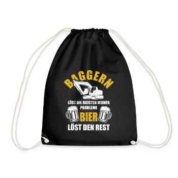 Baggern löst die meisten meiner Probleme - Bier - Turnbeutel - Schwarz - Vorne