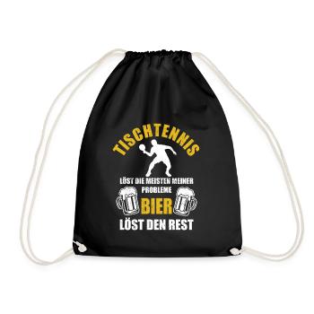 Tischtennis löst die meisten meiner Probleme, Bier - Turnbeutel - Schwarz - Vorne