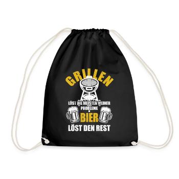 Grillen löst die meisten meiner Probleme - Bier - Turnbeutel - Schwarz - Vorne