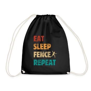Eat Sleep Fence Repeat - Fencer Saying - Drawstring Bag - black - Front
