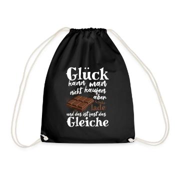 Glück kann man nicht kaufen, aber Schokolade - Turnbeutel - Schwarz - Vorne