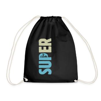 SUPER, Stand up paddling, SUP - Drawstring Bag - black - Front