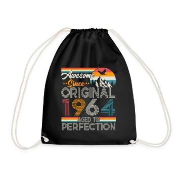 Original 1964 Jahrgang Vintage Retro Geburtstag - Turnbeutel - Schwarz - Vorne