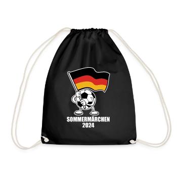 Sommermärchen, Ball mit Deutschland Fahne 2024 - Turnbeutel - Schwarz - Vorne