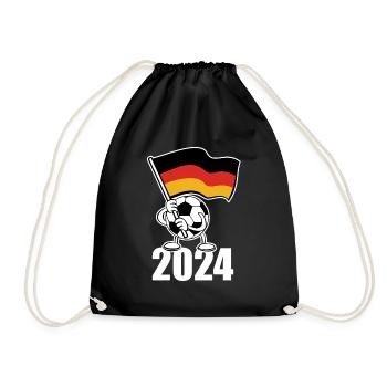 Sommermärchen, Ball mit Deutschland Fahne 2024 - Turnbeutel - Schwarz - Vorne