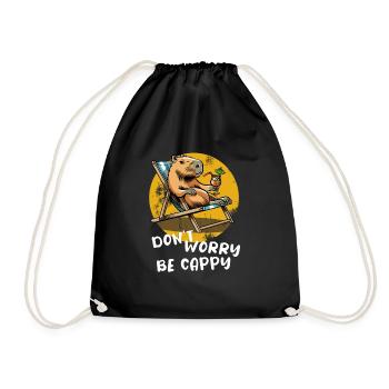 Don't worry be Cappy - Capybara - Urlaub - Turnbeutel - Schwarz - Vorne