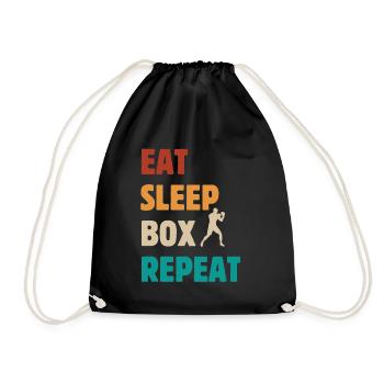 Eat Sleep Box Repeat - Boxer Martial Arts Saying - Drawstring Bag - black - Front