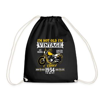 1954 Vintage Vintage Birthday Gift Motorcycle - Drawstring Bag - black - Front