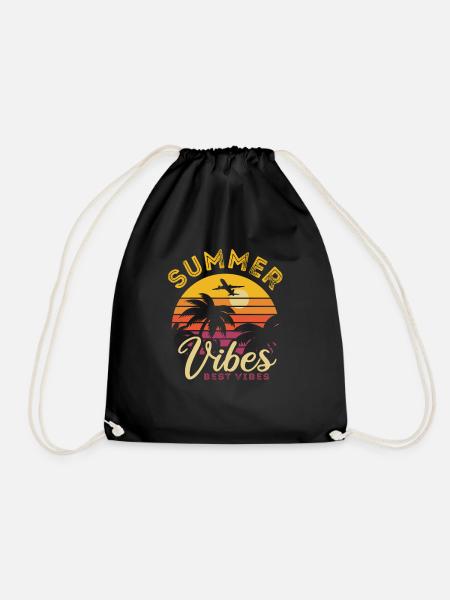 Summer Vibes - Best Vibes, Sonne, Palmen, Urlaub - Turnbeutel - Schwarz