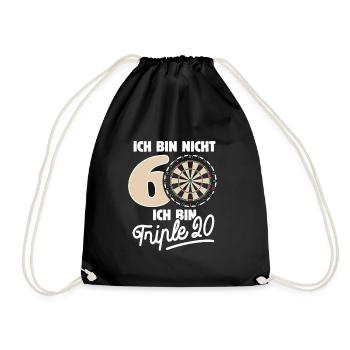 Ich bin nicht 60 ich bin Triple 20 Geburtstag Dart - Turnbeutel - Schwarz - Vorne