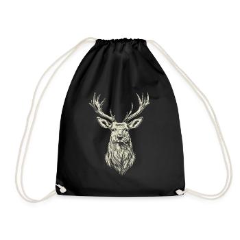 Deer - Antlers - Hunting - Nature Preservation - Drawstring Bag - black - Front