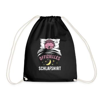 Offizielles Schlafshirt lustiges Igel Geschenk - Turnbeutel - Schwarz - Vorne