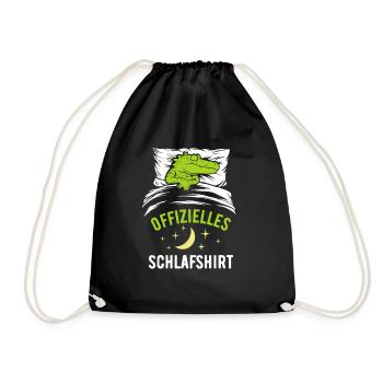 Offizielles Schlafshirt lustiger Alligator - Turnbeutel - Schwarz - Vorne