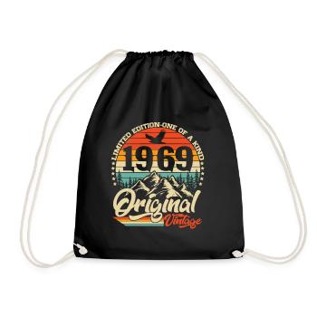 Original 1969 Jahrgang Retro Geburtstag Geschenk - Turnbeutel - Schwarz - Vorne