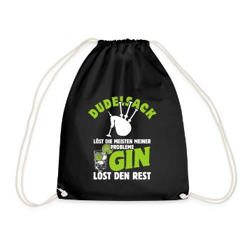 Dudelsack löst die meisten meiner Probleme - Gin - Turnbeutel - Schwarz - Vorne