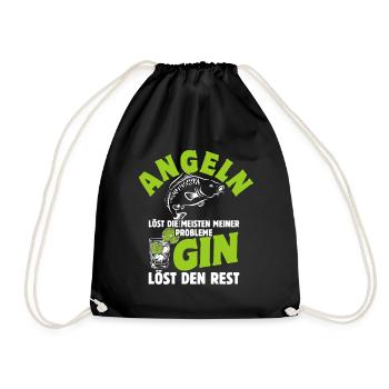 Angeln löst die meisten meiner Probleme - Gin - Turnbeutel - Schwarz - Vorne