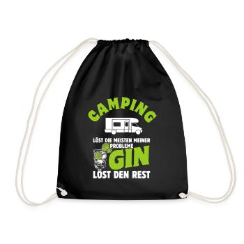 Camping löst die meisten meiner Probleme - Gin - Turnbeutel - Schwarz - Vorne