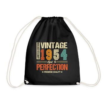 Jahrgang 1954 geboren Vintage Retro Geburtstag - Turnbeutel - Schwarz - Vorne