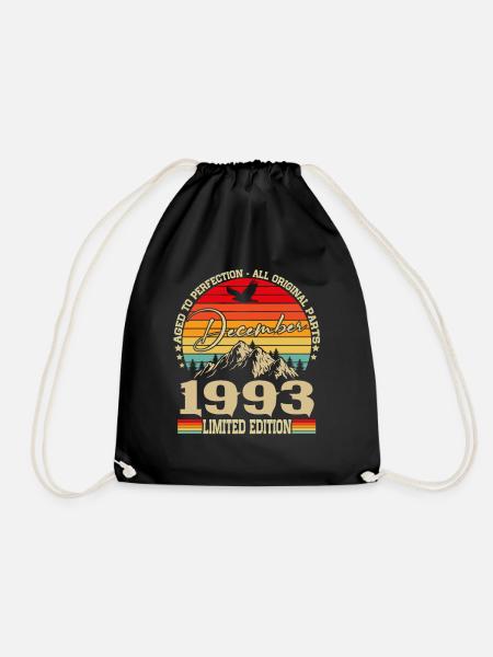 Vintage Dezember 1993 Jahrgang Retro Geburtstag - Turnbeutel - Schwarz