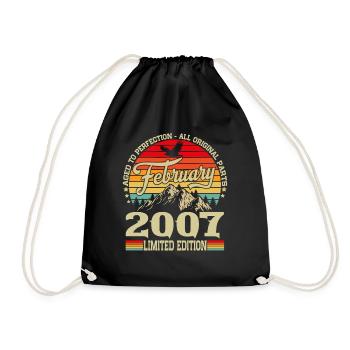 Février 2007 Vintage Born Anniversaire Rétro - Sac de sport léger - noir - Devant