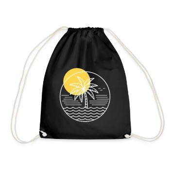Palm Tree Circle - Drawstring Bag - black - Front