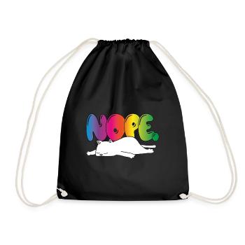 Cup Nope Cat Funny Saying Rainbow - Drawstring Bag - black - Front