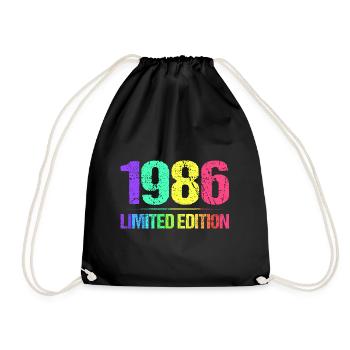 1986 Limited Edition Jahrgang 86er Retro Jahrgang - Turnbeutel - Schwarz - Vorne