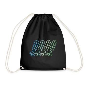 Indiaca Shuttlecock Peteca mit Indiaca Spieler - Turnbeutel - Schwarz - Vorne