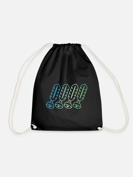 Indiaca Shuttlecock Peteca mit Indiaca Spieler - Turnbeutel - Schwarz