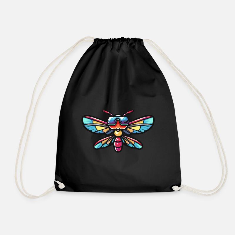 Dragonfly Cool Animal - Drawstring Bag - black
