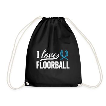 I Love Floorball Unihockey Floor Ball - Turnbeutel - Schwarz - Vorne