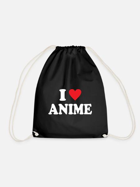 I Love Anime - Drawstring Bag - black