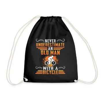 Never underestimate an old man on a bicycle - Drawstring Bag - black - Front