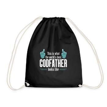 what the best godfather in the world looks like - Drawstring Bag - black - Front