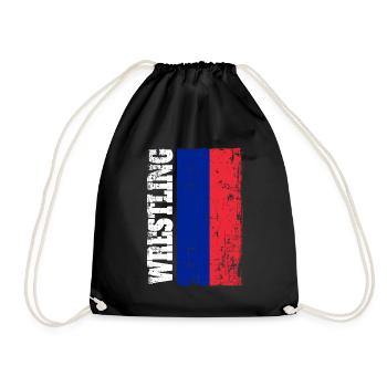 Wrestling wrestling wrestler flag flag Russia - Drawstring Bag - black - Front