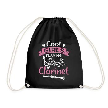 Cool girls play clarinet - Drawstring Bag - black - Front