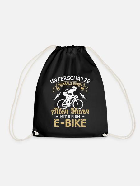 Fahrrad Rentner E-Bike Radfahrer - Turnbeutel - Schwarz