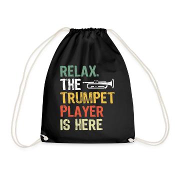 Relax the trumpeter is here - Drawstring Bag - black - Front